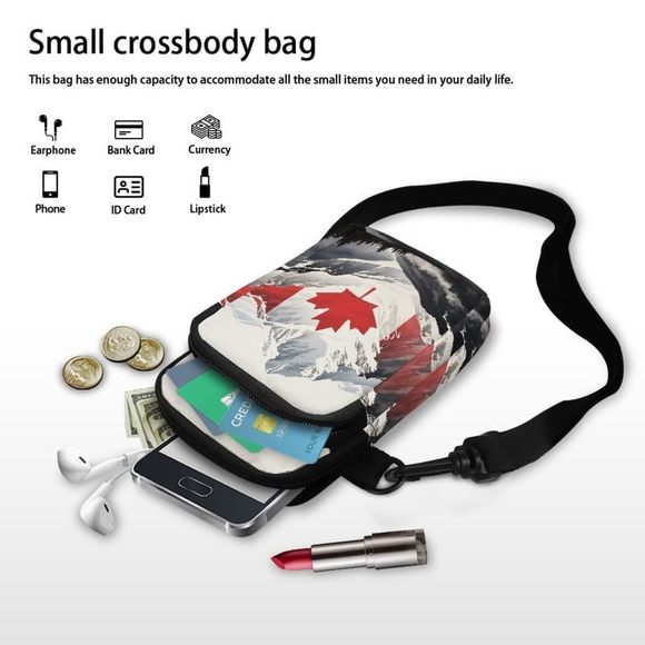 Canada Mountain Painting Travel Crossbody Bag Cell Phone Shoulder Bag, :< - Picture 7 of 7